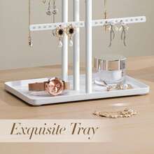 1pc Jewelry Holder Organizer Stand,Adjustable Jewelry Tree 17.5" Height (Max),Jewelry Stand Organizer For Necklace Earring,3-Tier Jewelry Hanger For Necklaces, Bracelets, Earrings, Stainless,Metal Jewelry Stand With Tray For Storing And Displaying Necklaces, Earrings And Bracelets, Earring Display Stand, Suitable For Home Storage Or Jewelry Retail, Valentine's Day Gift. Sun Travel Cool For Women Storage Organizer Travel Essentials Back To School Dormitory Storage Fall Decor - Multicolor - View 3