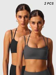 Sodalemon 女士双层可调节肩带 Beautyback 运动文胸 - 彩色 - 查看 3