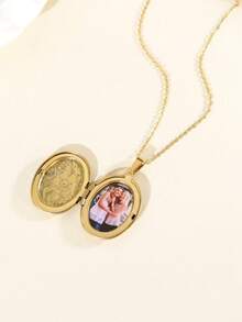 Colar vintage personalizado com foto, colar com pingente de corrente banhada a ouro 14K, design com padrão vintage, estilo único, pingente à prova d'água, caixa de corrente que abre para guardar a foto, presente ideal para mãe e namorada, ótima opção para volta às aulas, Ano Novo, Halloween e Natal. - Caixa multicolorida - Ver 5
