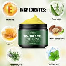 2pcs Tea Tree Oil Foot Cream, Rich In Vitamins E, Aloe Vera & Peppermint, Moisturizes Dry, Rough & Cracked Skin, Softens And Smooths, Long-Lasting Fresh Scent, Formula, Non-Irritating For Men, Women, And Pets, AllseasonsFoot Care | Refreshing Footwear | Nourishing Formula - Nhiều màu - Xem 5