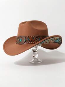 1pc Women's Fashion New Rivet Embroidered Brim Decor , European & American Western Cowboy , Jazz , Suitable For Party, Western Theme Event, Gathering, Cosplay, Graduation Ceremony, Masquerade, Holiday, Birthday Celebration, Music Festival, Travel & Hiking, Sports Events - Top Hat - View 15
