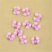10/20pcs Imitation Fabric Bow Pendant Earrings Chain Ornament Cute Pink Color Bowknot Charm DIY Resin Jewelry Accessories