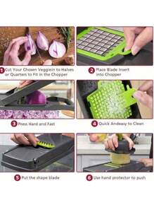 1 Vegetable Onion Chopper, Multifunctional Cutting Machine, Ingredient Processing Tool, Onion Chopper With Drain Basket, Carrot Garlic Chopper With Container, Kitchen Tools, Kitchen Accessories, Suitable For Home/Restaurant To Quickly