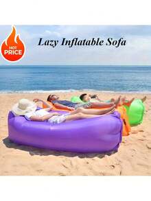 1pc Inflatable Lounger Air Sofa, Portable Waterproof Leakproof Outdoor Couch With Storage Bag, Light Compact For Camping, Beach, Picnic, Hiking, Backyard & Music Festivals, Ideal Outdoor Gift For Adults - Multicolor - View 8