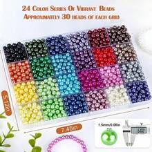 720+件 6mm 珍珠串珠手链制作套件 - 24 种颜色系列，非常适合珠宝和 DIY 工艺品、友谊手链 - 彩色 - 查看 2