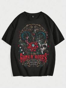 Rock Band T-Shirt Axel Rose International Music Unisex Male Female 100% Cotton Premium Streetwear Top Launch Immediate Shipping Various Colors!! Plus Size - 黑色 - 查看 1