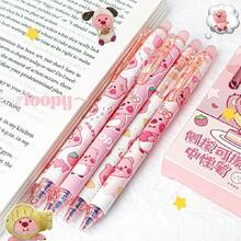 6pcs Erasable Ballpoint Pens, Cartoon Student Practice Pens, Side-Press Crystal Blue Heat-Erasable, Capybara + Ruby Dual Styles Optional, Suitable For Learning, Homework, Daily Use (Random Style)