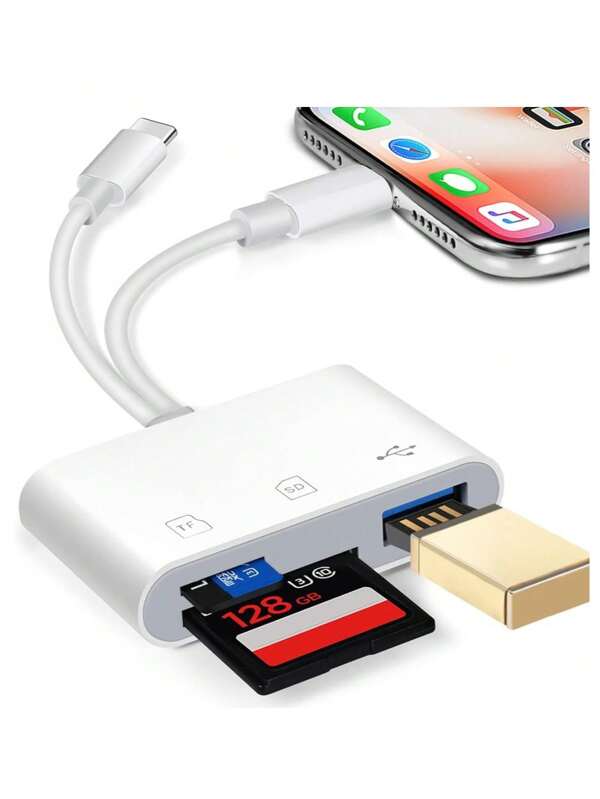 1 Piece Set Suitable For IPhone/IPad Series USB Adapter SD Card Viewer With SD/TF Card USB 3.0 Adapter Memory Card Storage Card Reader Suitable For IPhone 16 Pro Max/16 Pro/16 Plus/16/15/14/13/12/11/XS/XR/8/7/6/S Amsung S24/S23/S22/S21/S20 Ultra Plus/ Series