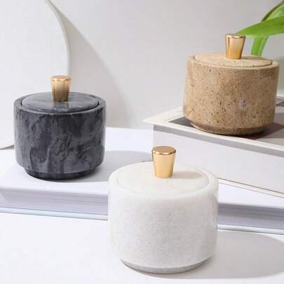 Marble Spice Jars, Kitchen & Dining Seasoning Containers, Salt & Sugar Storage Jars, Creative Monosodium Glutamate Containers, Pepper Holders, Lidded Condiment Storage Boxes, Elegant Kitchen Supplies