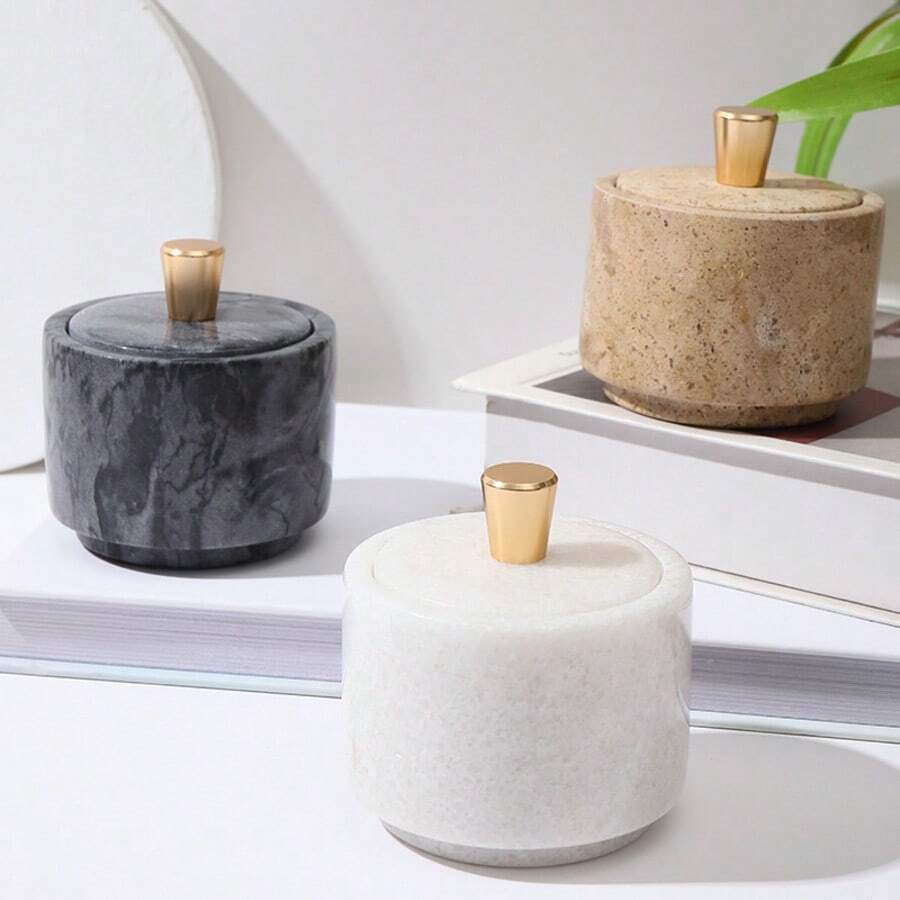 大理石香料罐、厨房及餐厅调味料容器、盐和糖储物罐、创意味精容器、胡椒粉罐、带盖调味品储物盒、优雅厨房用品 - 彩色 - 查看 1