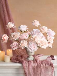 Artificial Flower Roses, 7/12/17/22/27pcs Real Touch Fake Foam Roses For Valentines Day DIY Bouquets Wedding Party Baby Shower Home Decorations - Pink - View 7