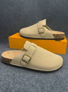 Men's Slip-On Sandals, New Summer Casual Slip-On Slippers, Breathable, Non-Slip, Odor-Resistant, Round Toe, 4 Colors Available, Suitable For Students, Youth, Campus, Casual, Outdoor, Work, Travel, Beach, Fishing, Personalized Street Style, Fashionable And Stylish Slip-On Sandals, Waterproof, Leather, Suitable For Street, Party, Garden, Outdoor, Office, Home - Beige - View 5