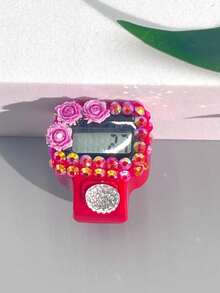 1pc Portable Rhinestone Flower Tally Counter, Manual Ring Mini Counter Without Battery, Finger Counter, Ring Button Counter, Suitable For Knitting Counting