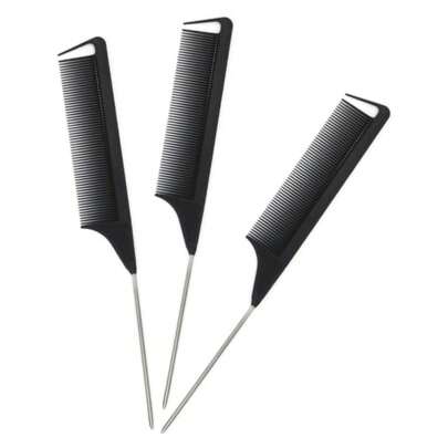 3pcs Hair Coloring Tinting Pointed Tail Comb, Hair Brush, Comb, Hair Tools, Hair Products And Accessories For Barber Salon Beauty Travel Essentials,Back To School,Travel Holiday Essentials,Hair Accessories For Women,Gatuida Hair Teasing Comb Rattooth Comb Set Hairdressing Clips Lightweight Sturdy ﻿