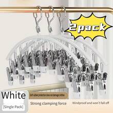 2PCS Black Metal Leggings Hangers With 20 Clips - Space-Saving Closet Organizer For Yoga Pants, Skirts, And More - Durable Carbon Steel Design, No Assembly Required, Perfect For Small Spaces Like Dorms And Bedrooms, Clothes Hangers - 2pack Dark Green - View 12