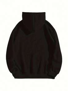 Sudadera con Capucha de Estampado de Letras y Gráficos con Cordón Ajustable - Negro 13 - Ver 2
