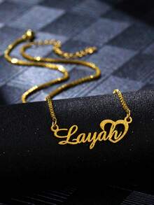 Custom Shiny Frosted Name Necklace Women Girl Charm Personalized Stainless Steel Half Wrap Love Letter Necklace Couple Pendant Family Jewelry Birthday Holiday Gift Christmas Gift For Her Silver Stylish For Teenagers, Junior High School Students, Middle School Students, High School Senior High School Students, College Students, University Students, Freshman, Sophomore, Underclassmen - Nhiều màu - Xem 10
