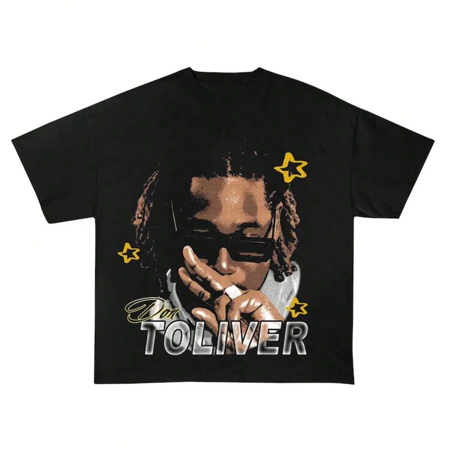 Graphic Tees Don Toliver T-Shirt, Hip-Hop Music T-Shirt, Unisex Casual Short Sleeve Perfect For Fans,Rap Star Graphic Tee, Hip-Hop Culture Sh - 黑色 - 查看 1