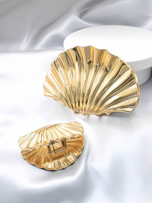 1 Pieza Clip de Pelo de Metal con Concha, Accesorio de Pelo Dorado Dulce para Dama, Adecuado para Cabello Grueso, Regalo de Moda Dorado, Pieza para la Cabeza, Pinzas de Pelo