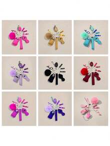 9 件女士防身钥匙扣套装，带个人报警器的安全钥匙扣，刀，钥匙扣配件，妈妈生日礼物，女士，女孩，休闲，万圣节，汽车配件，包袋装饰圣诞礼物创意包袋挂绳带身份证夹汽车配件包袋挂饰 - 彩色 - 查看 12