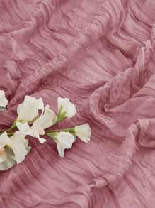 1 pieza/15 piezas Camino de mesa de gasa arrugada color rosa sakura, camino de mesa decorativo rectangular de unicolor, adecuado para la decoración del hogar, como mesa de comedor, mueble de TV, mesa de café