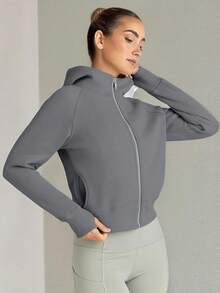 Zip Up Hoodies Cropped Sweatshirts Fleece Fall & Winter Casual Comfy Y2k Tops Women - 深灰色 - 查看 6