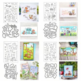 Metal Cutting Die Set, Joyful Forest Animal Stamp Die Cutting Mold, DIY Paper Card Craft Tool, Carbon Steel Mold For Scrapbooking, Greeting Cards, Embossing, Home Decor Projects