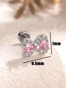 1 Bông tai kim cương nơ, lỗ tai bằng thép titan để ngủ, không cần tháo đá Zirconia lấp lánh đáy phẳng, bông tai ốc tai cá nhân hóa cho nữ - Nhiều màu - Xem 11