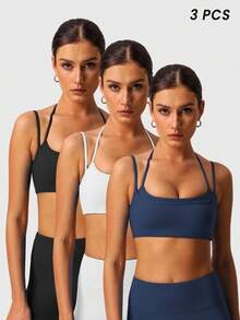 Sodalemon Áo ngực thể thao nữ có dây đeo điều chỉnh được kiểu racerback - Nhiều màu - Xem 3