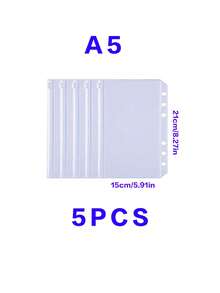 5pcs/10pcs/Set A6/A5/A7 Transparent 6-Ring Zipper Binder Bags, Matte Translucent Loose Leaf Pouches For Organizing Passports, ID Cards, Bank Cards, Bills, Receipts, Postcards, Stamps, Lists, Business Cards, Stationery, Versatile Portable File Folders, Expandable Refillable Organizer Bags, Back To School Supplies,Savings Plan,Biweekly Savings Plan,10000 Savings Plan,Savings Strategy - Clear - View 8