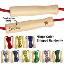 Corda de Pular Personalizada, Corda de Pular com Alça de Madeira Personalizada com Nome, Presente de Exercício de Fitness, Cor da Corda Aleatória