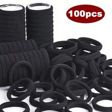 50pcs/100pcs Set Black & Colorful High Elastic Hair Ties, Simple Seamless Rubber Bands For Ponytail, Solid Color High Stretch Hair Ties For Women, Comfortable & Durable, Essential For Home & Travel