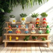 1 pièce Étagère de présentation de bureau en bois multicouche, convient pour les collections, les boîtes aveugles, les succulentes et le stockage