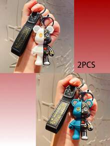 1-2件创意卡通机械熊钥匙扣/优雅包包钥匙圈/汽车挂件，个性ins风1pc可爱卡通尖叫熊钥匙扣，摆件，适合日常使用，半解剖机械小熊情侣背包挂件，桌面摆件，学生小礼物，派对礼物 - 藍色 - 查看 18