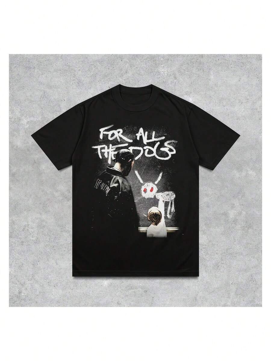 For All The Dogs Graphic T-Shirt  Drake Streetwear Graphic Tee  2025 Tour Merch  Album Cover  Music Gift Idea - 黑色3 - 查看 1