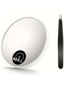 Espelho de aumento Cosmeria 50X com ventosas e pinça (1 unidade), espelho cosmético 40X com ampliação potente para maquiagem precisa e remoção de pelos da sobrancelha. Ideal para maquiagem, decoração de quarto, penteadeira, viagens, acessórios de maquiagem, espelho de mão, mini espelho, espelho compacto, espelho pequeno, presente de Natal, ferramentas de maquiagem, itens baratos, presentes para mulheres. - Multicolorido - Ver 11
