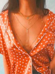 1pc Women's Fashion Sexy Sequin Body Chain, Bohemian Round Disc Bikini Chain Body Jewelry, Suitable For Beach Party And Vacation - Multicolor - View 2