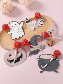 48pcs Halloween Theme Lollipop Card, Different Pattern Lollipop Paper Packaging Card Bag, Halloween Pumpkin Ghost Pattern Lollipop Paper Jam, Halloween Lollipop Packaging Card Bag, Happy Halloween Gifts Bag, Trick Or Treat, Festival Party Room Table Packaging Gifts Lollipop Decor Cards Bag, Halloween Party Gifts, Halloween Decoration, Halloween Gifts, Party Favor