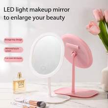 Espejo de maquillaje LED ajustable, iluminación inteligente de 3 colores, brillo ajustable, carga USB con un solo toque, espejo de sobremesa de alta definición giratorio 180°, bandeja portátil desmontable, espejo cosmético electrónico de viaje, adecuado para dormitorio, baño, mesita de noche, dormitorio, gran regalo para el Día de la Madre, cumpleaños, mujeres - Multicolor - Ver 11