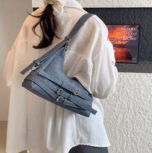 Simple Handbag, Fashionable And Versatile Shoulder Bag, Retro Style Dumpling Bag, Suitable As A Gift For Girlfriend - 深藍色 - 查看 2