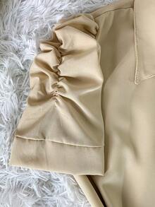 Women's Fashion Collared Blouse With Buttons On The Front, Code 1 - Beige - View 4