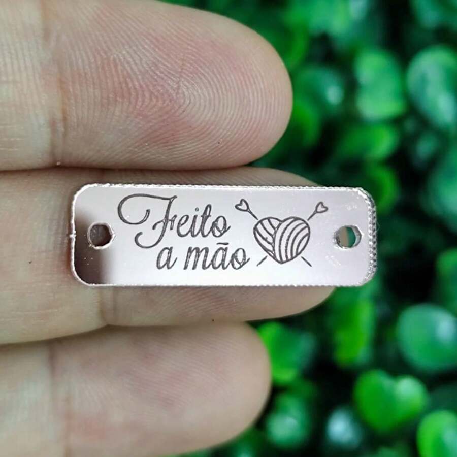 Acrylic Tag Label With "Handmade" Phrase - READY TO SHIP - WE DO NOT CUSTOMIZE - Rose Gold - View 1