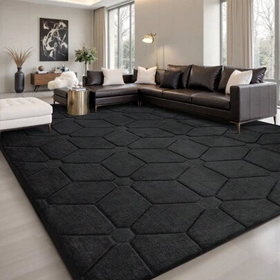 Treeboy Modern Fluffy Rugs Living Room 200x300, 3D Grey Area Rugs For Bedroom, Modern Design Extra Large Rugs For Living Room, Machine Washable Anti Slip Fluffy Rug Shaggy Rug Cream Rug Carpets Mat For Kids Room Bedroom