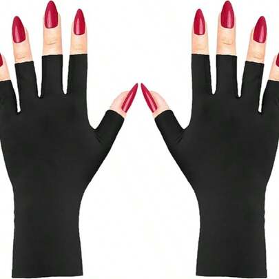 UPF40+ Half Finger Gel Manicure Protection Gloves, Professional UV Gloves For LED/UV Lamp, Ladies Outdoor UV Protection. High-Quality Fabric: Selected Polyester Material, Non-Pilling, Breathable, Comfortable And Stretchy, Not Tight, Lightweight And Portable.