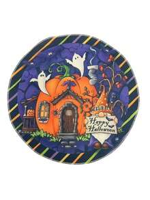 1PC Halloween Table Mats - Spooky Jack-O-Lantern, Ghosts, Bats, Spider Web Designs - Black & Orange Party Decorations - Durable Polyester Round Placemats For Dining, Kitchen, Halloween Party Decor - Easy-Clean Halloween Party Supplies, Halloween Accessories, Festive Dining Setup, Bat And Spider Web Design, Longlasting Decorations, Holiday Shoppers