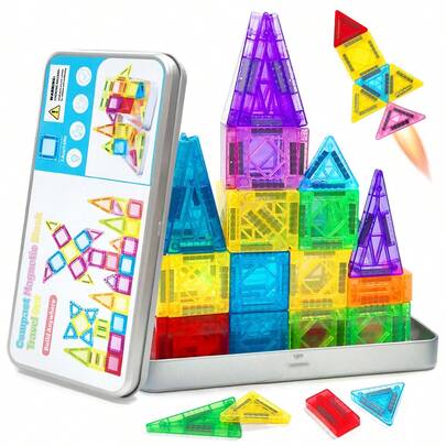 28/36/43 st minimagnetiska block med järnhölje, magnetiska byggleksaker för barn, viktiga bärbara kreativa magnetblock för resor, STEM-leksaker för småbarn, pojkar och flickor från 3 år