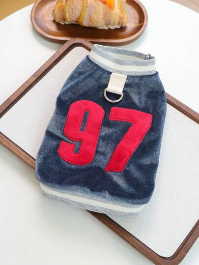 1pc Pet Clothes, Dog/Cat Apparel, Cute Outfit For Small Dogs, Warm & Comfortable Velvet Ball Sweater - Blue