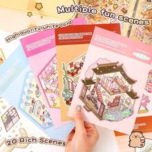 1 Libro de Pegatinas de Escenas en Miniatura, Incluye 20 Escenas Diferentes, Viene con Pinzas de Metal, Serie Sunny Town DIY Libro Decorativo de Pegatinas - Multicolor - Ver 10