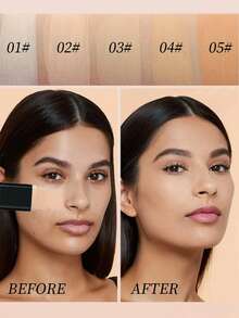 1Pc OCHEAL Dual-Ended Foundation Concealer Stick | Sponge Brush + Solid Foundation Cream 2-In-1 | Long-Lasting, Non-Transfer | Creamy Texture | Moisturizing & Lightweight | Conceals Blemishes, Brightens Skin, Contours | Creates Flawless Skin | Must-Have Makeup - 彩色 - 查看 7