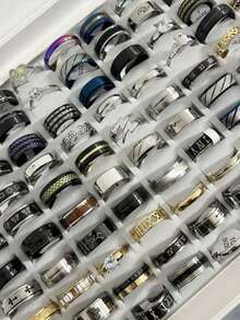 6/12/24 件尺寸 6-11 随机不锈钢 18K 镀金优质拼接甜美酷色碰撞戒指套装适合女士日常佩戴